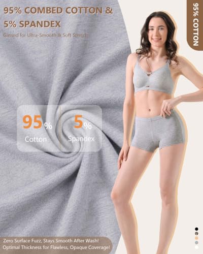 Image of Women's Boyshorts Underwear Cotton, Full Coverage Panties, Womens Boyshort Boxer Briefs Breathable for Women 4 Pack