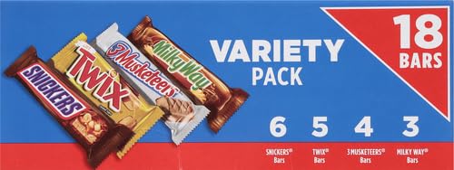 Image of SNICKERS, TWIX, MILKY WAY & 3 MUSKETEERS Individually Wrapped Variety Packet Full Size Milk Chocolate Candy Bars Bulk Assortment, 33.31 oz, 18 Bars (Pack of 2)