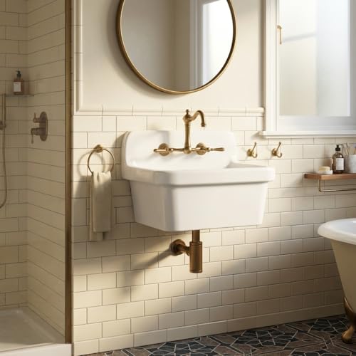 GarveeLife Ceramic Wall Mounted Laundry Sink