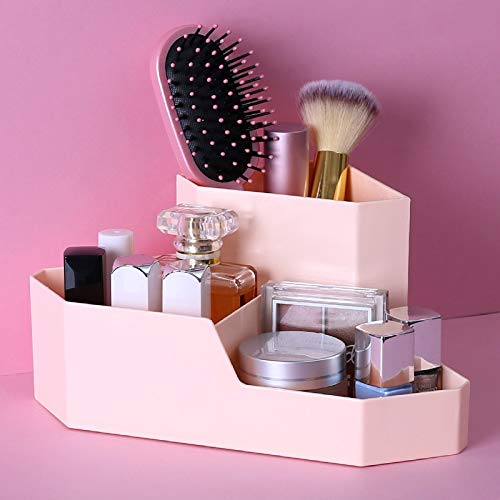 Caja de maquillaje Cosméticos Caja de almacenamiento Maquillaje Organizador Caja de Esquina de Esquema Organización Plástico Almacenamiento de Hogar Contenedor Organizador de Cosméticos y Perfumes(Blu