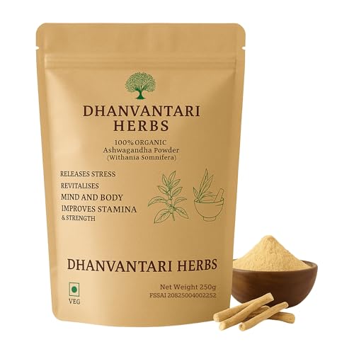 Ashwagandha Powder – 100% Pure Organic Ashwagandha Root Powder | Stress Relief, Stamina & Energy | A...