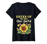 Photo Gallery donna sister of miss one-derful flowers 1 ° compleanno party outfit maglietta con collo a v Photo Gallery donna sister of miss one-derful flowers 1 ° compleanno party outfit maglietta con collo a v