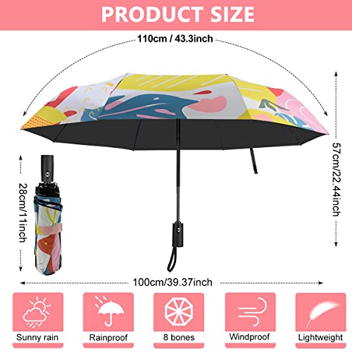 Image of PALAY Umbrella for Women, Automatic Folding Travel Umbrella Windproof Strong 8 Ribs UV Protection Printed Design Umbrella for Ladies, Girls and Women