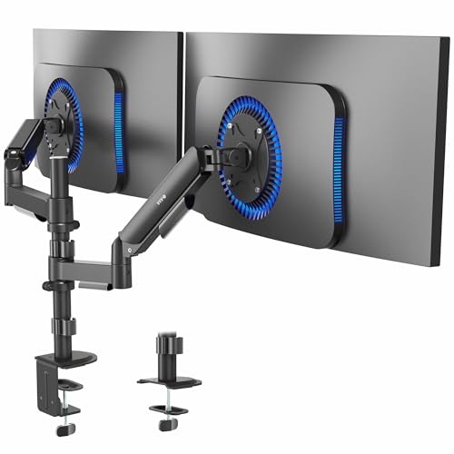 Image of VIVO 17 to 32 inch Dual Mechanical Monitor Mount, 2 Tension Spring Arms, Adjustable Swivel, Rotation, Heavy Duty VESA Desk Stand with C-clamp, Grommet, Max VESA 100x100, Black, STAND-V002K