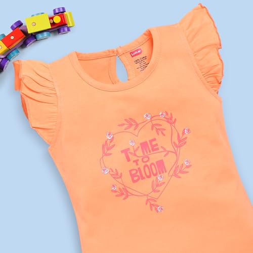 Image of LuvLap Baby Girls Regular Fit 100% Cotton Half Sleeves Girls Top CoSets Pack of 3