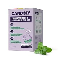 Zahnspangen Reinigungstabletten: Sanfte Reinigung für Zahnspange, Retainer, Aligner & Zahnschiene, Reiniger ohne Chlor & Alkohol, frischer Minzgeschmack, Effektiv in 15 Min, 120 Stk. - Candoly Care