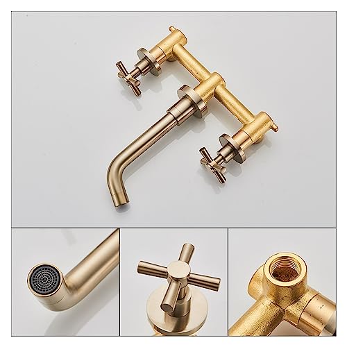 Robinet de lavabo mural avec bec pivotant et double commande eau chaude froide