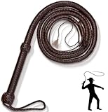 Bullwhip Echt Leder Peitsche Indiana Jones Style für Reittraining & Cracking, Rindslederpeitsche, braun, 1,2 m, 1,8 m, 2,4 m