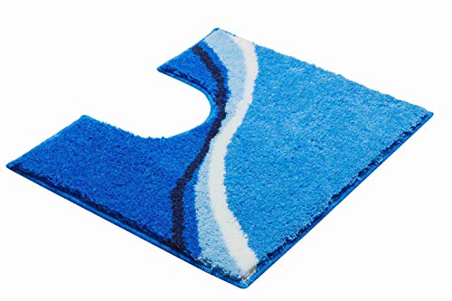 Grund Bath Mat, Ultra Soft and Absorbent, Anti Slip, 5 Years Warranty, LUCA, Wc Mat with Cut-Out 50x60 cm, Blue