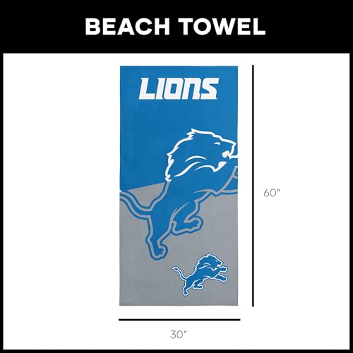 Image of Northwest NFL Detroit Lions Microfiber Beach Towel, 30 x 60 Inches - Quick Dry, Sand Resistant, Lightweight, Highly Absorbent, Incisor Design