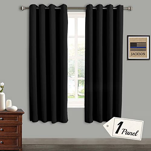 Rose Home Fashion Blackout Sliding Door Curtains, Room Darkening Thermal Insulated Curtains for Living Room Bedroom, Sliding Glass Door Drapes, 1 Panel, W52 x L63, Black