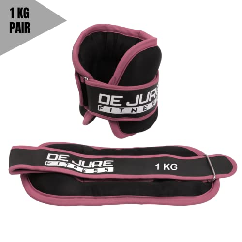 Image of DE JURE FITNESS Adjustable Ankle Weights Set for Cardio & Strength Training | 1KG x 2 (2KG Total) | Durable Polyester & Cast Iron | Leg & Wrist Weights for Men & Women | Home Gym Workout - Pink