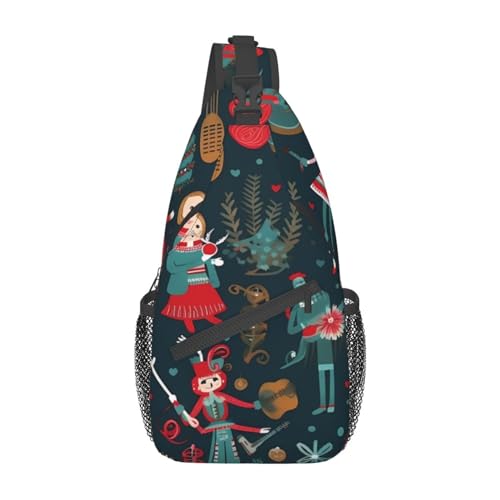 Sac à dos à bandoulière réglable imprimé ballet de Noël pour homme et femme Noir