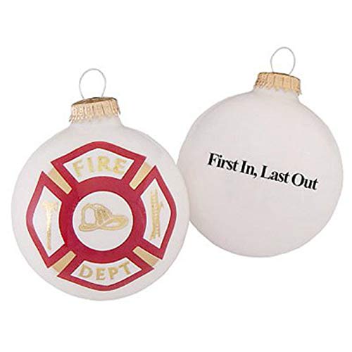 Christmas By KrebsWhite, 3-1/4" Fire Department Porcelain Glass Ornament