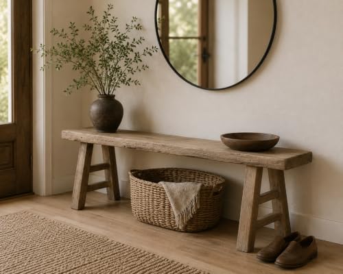 Image of Artissance Approx. 67-71 in Long Entryway Bench Weathered Natural (Finish Vary)