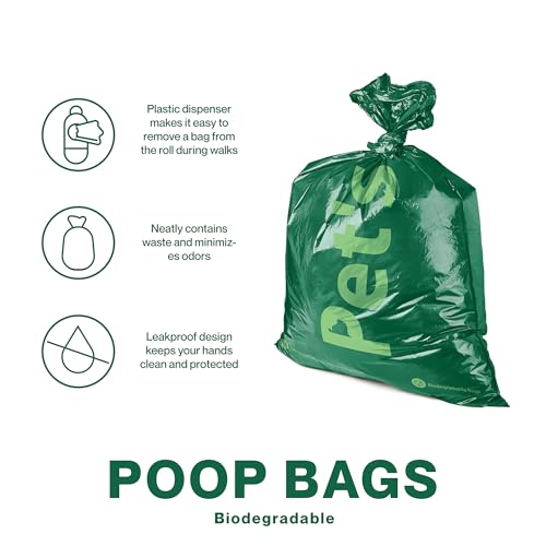 Image of Generic Dog Poop Bags Rolls: Biodegradable with Lavender Scent, 270 Count, Includes Dispenser, Leak-Proof, for Small and Large Dogs, Forest green
