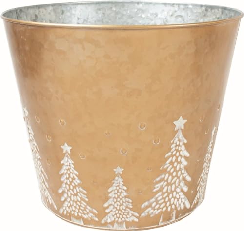 212 Main Gold with White Pine Tree Pattern Planter