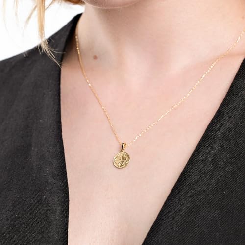 14K Solid Gold Zodiac Coin Necklace, Aries, Taurus, Gemini, Cancer, Leo, Virgo, Libra, Scorpio, Sagittarius, Capricorn, Aquarius, Pisces Pendant, Astrology Sign Necklace Gift for Her4