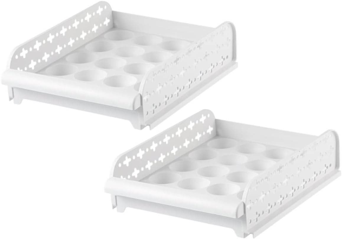 jojofuny 2pcs Type Egg Storage Case Plastic Crisper Storage Box for Home Egg Cartons Fridge