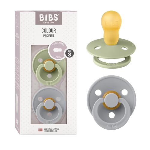 Image of Bibs Colour Pacifier 2-Pack | BPA Free Soother, Round Nipple. Natural Rubber Latex,