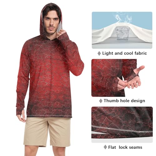Mens Sun Hoodie Shirts UV Protection Long Sleeve Quick-Dry UPF 50+ Mens Rash Guard UV4
