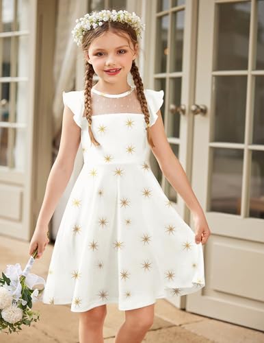 Arshiner Girls Dress Summer Ruffle Sleeve Mesh A Line Casual Party Dresses with Pockets2