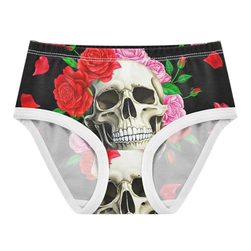 Cotton Toddler Underwear Floral Human Skulls Pink Roses Leaves Cute Panties Girl Artistic Briefs Girls Undies 2t