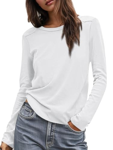 Chemise à manches longues Cicy Bell pour femme, tunique col rond basique d'automne