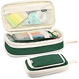 hatisan Large Capacity Pencil Pouch Foldable Pencil Pen Case Bag with Zipper Cute Pencil Case for Girl Teen School Office College Cute School Supplies (Blackish Green)