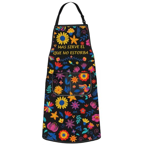 G2TUP Mexican Kitchen Apron Spanish Mom Gifts Latina Mom Apron Mas Sirve El Que No Estorba Latino Kitchen Apron (MAS SIRVE)