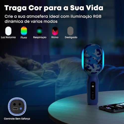 Microfone Karaokê Sem Fio SingFree KM10 Brinquedos para Infantil e Adultos, Máquina Karaokê Profissi