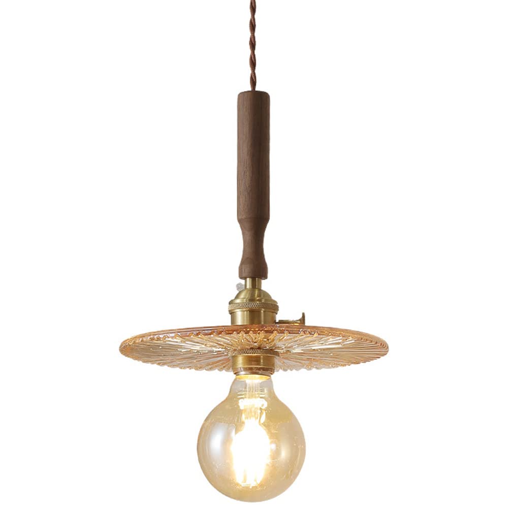 Lustre suspension réglable en hauteur avec diffuseur ambré pour éclairage ciblé de cuisine