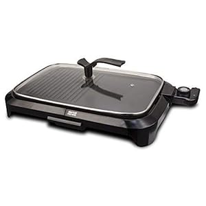 AMERICAN MICRONIC-Imported Barbeque Griller, 1500 Watt with Variable temprature control and Toughened Glass lid (Black…