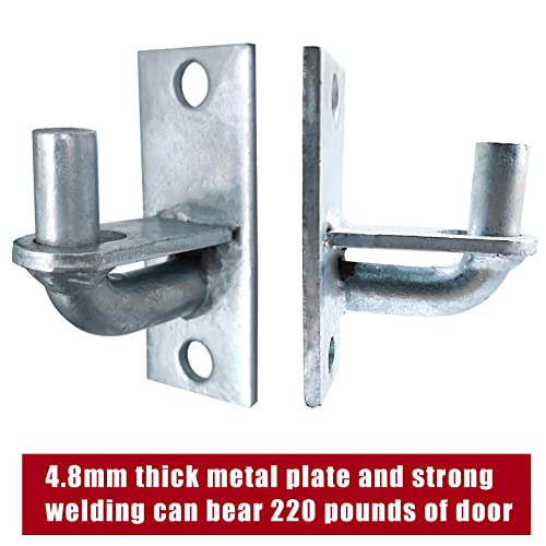 Image of 2 Pack Wall Mount Gate Hinges, Heavy Duty Chain Link Fence Gate Hinges with 5 /8 Hinge Pin for Fences & Farm Gates (Screws Not Included), Silver