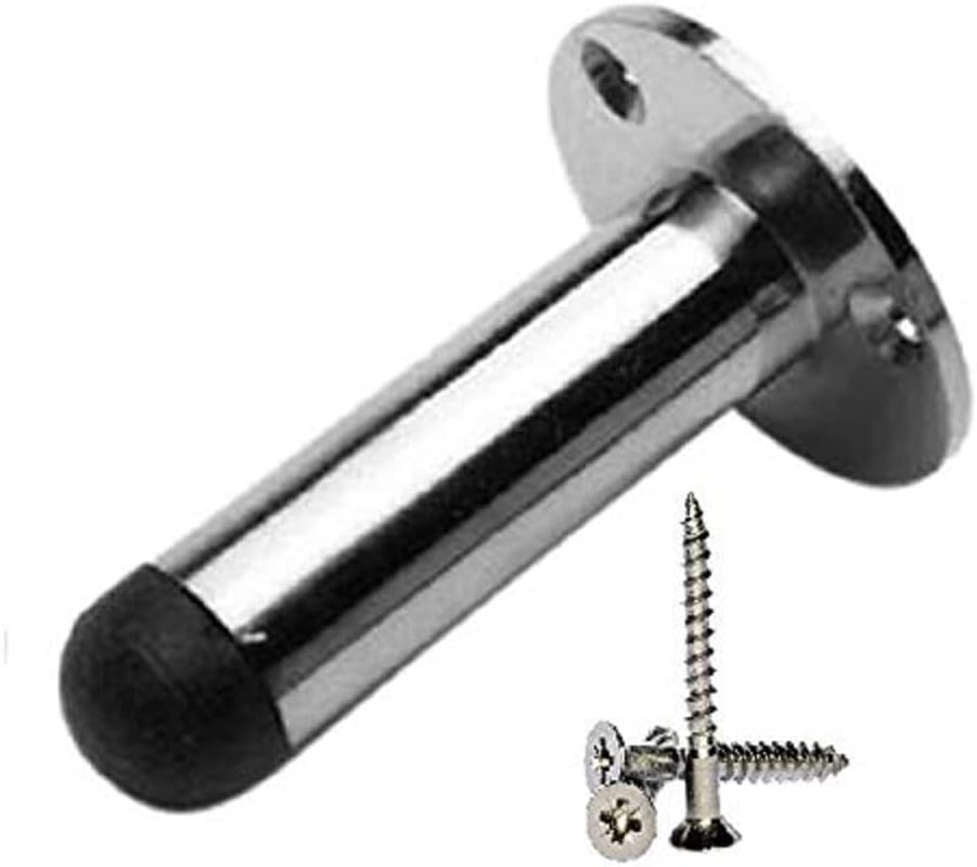 Merriway® BH01665 Chrome-Plated Steel Pillar Door Stop – 3"