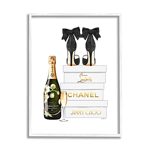 Stupell Industries Champagne Bubbly Black Heels Glam Shoe Boxes