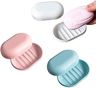 3 Pcs Soap Box, Soap Dish, Soap Dishes with Lid Travel Light and Portable Soap Dish Waterproof and Leak-proof Shower Soap Box, for Gym Camp Travel Bathroom (Flesh Pink, Light Blue, Milk White)
