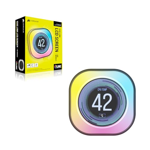 CORSAIR iCUE Link AIO LCD Screen Module - Écran LCD IPS 2,1" - 24 LED RGB Adressables Individuellement - Installation sans Outil - Blanc
