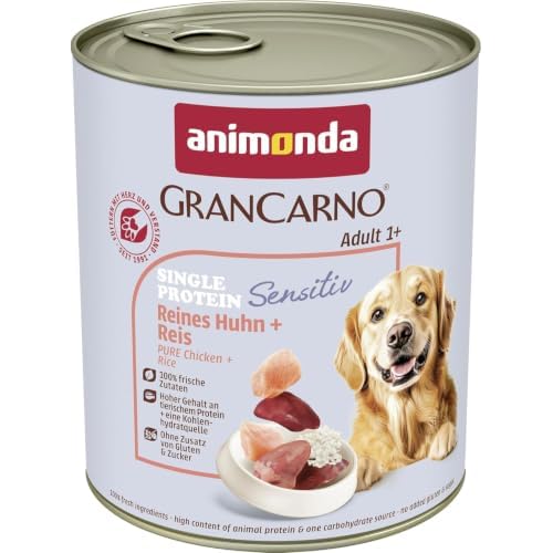 animonda Gran Carno adult Hundefutter, Nassfutter für erwachsene Hunde, Herzhafte Variation, 6 x 400 g 6 animonda Gran Carno Adult Sensitiv Hundefutter, Nassfutter für ausgewachsene Hunde, Reines Huhn + Reis, 6 x 800 g
