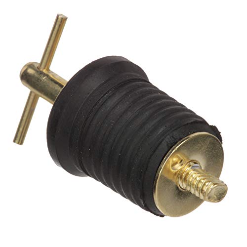 Attwood 11587-4 T-Handle Drain Plug, For 1-Inch-Diameter Drains, Locks In Place, Brass-Plated Handle With Chain #TOP1