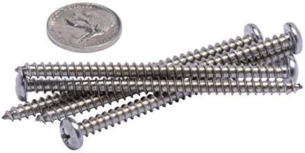 100 Pack #8 X 3/4" Stainless Steel Phillips Pan Head Wood Screws - 304 Grade Self Tapping Sheet Metal Screws