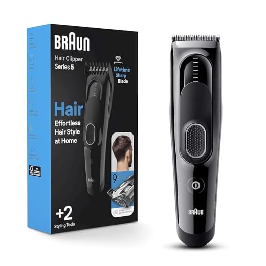 Braun Hair Clippers Series 5 5310, Hair Clippers for Men, Hair Clip from Home with 9 Length Settings, Incl. Memory SafetyLock Recall Setting, Ultra-Sharp Blades, 2 Combs,