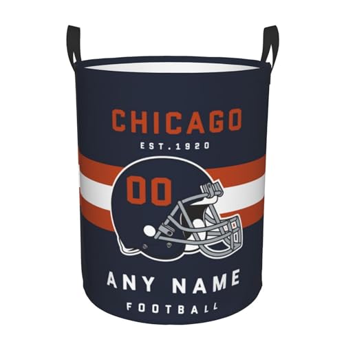 GYJVYH Custom Chicago Laundry Hamper - Personalized Football Style Laundry Basket - Customized Name and Number - Dirty Clothes Hamper Waterproof Large Capacity Hamper for Bedroom Bathroom Living Room