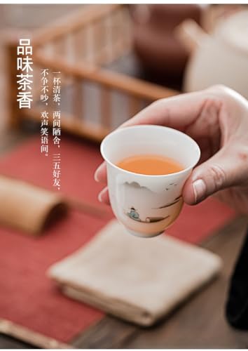 Image of Liang baobao Gaiwan with 4 Cups Sets White Porcelain Chinese Tea cups Gongfu Tea Set (landscape)