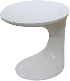 Jcnfa-Tavoli Tavolino Rotondo A Forma di C, Tavolino del Divano, Tavolo del Telefono/Comodino, Tavolino in Vetroresina (Color : White, Size : 17.71 * 14.96 * 17.71in)