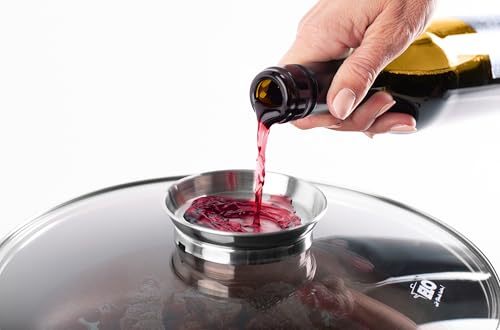 Foto von ELO Servierpfanne 28 cm Aluguss mit Glasdeckel – Hochwertige Antihaft Pfanne PFAS frei – Beschichtete Bratpfanne Induktion mit Glasdeckel & Aromaknopf – 3,5 Liter