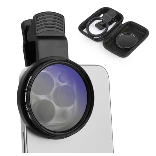 52mm Filtro CPL Universal, ELEPRUC Clip-on Polarizador Circular, Móvil Lente con Clip, Filtro Polarizador CPL para Objetivo de Cámara de Móvil