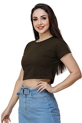 Image of Lime Women's Basic Short Sleeve Round Neck Crop Top