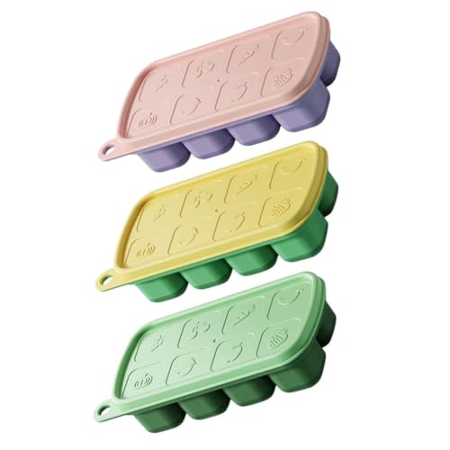 Set de 3 cubeteras con tapa para hielo, bandeja de 8 cubos