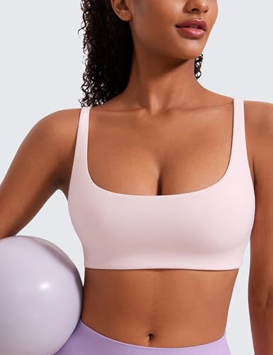 Image of CRZ YOGA Butterluxe Square Neck Sports Bras | Light Support, Removable Pads, Yoga, Extremely Soft, Low Coverage, Adjustable Spaghetti Straps, for Women